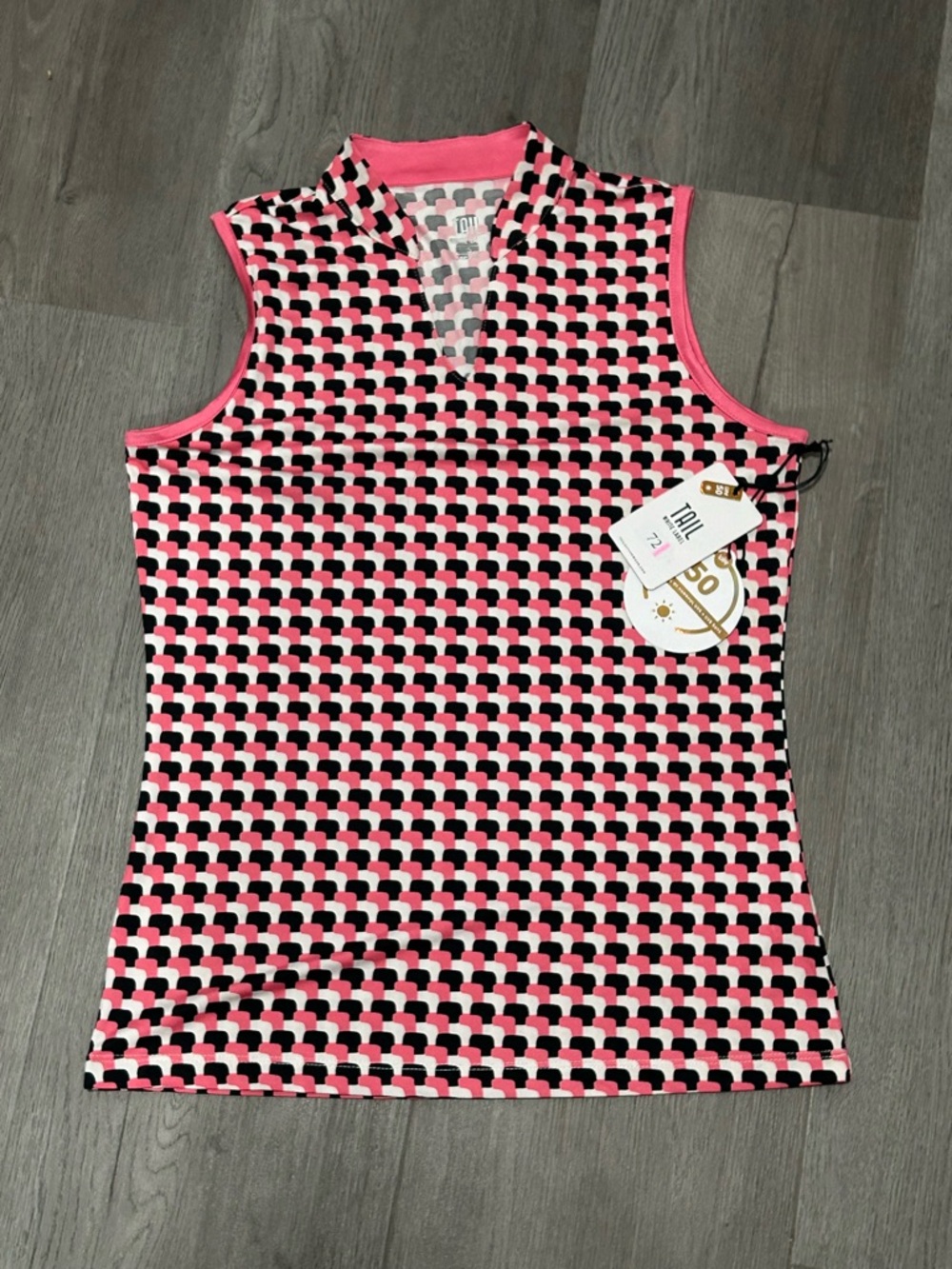 Tail NWT Womens Small Pink Sleeveless Novelty Neck Golf Polo Shirt